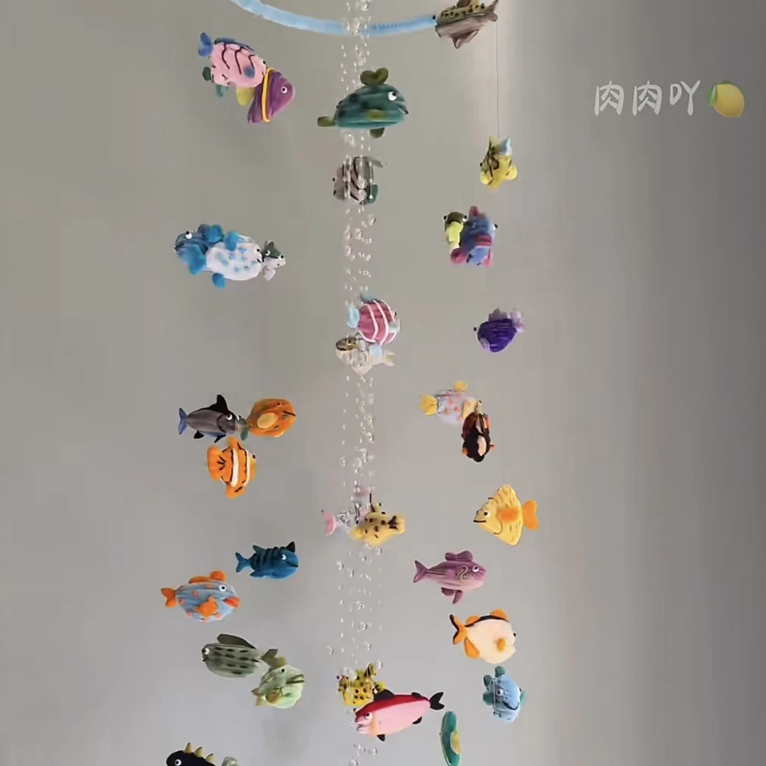 小鱼风铃挂件手工diy材料包配件扭扭棒挂饰疗愈入户门装饰品礼物