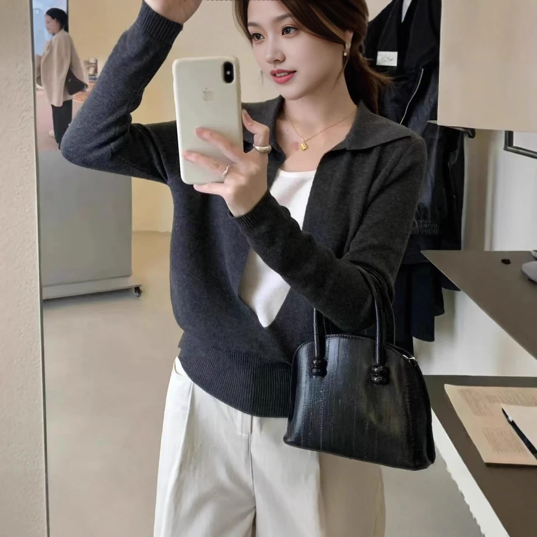 时尚百搭显瘦洋气小众设计感上衣女装针织衫毛衣秋季新款气质通勤