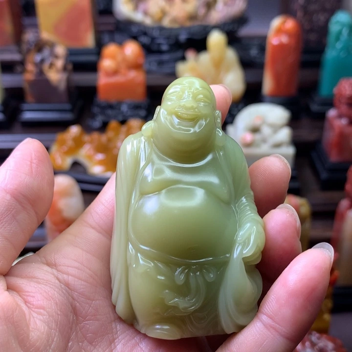 寿山石印石哦*寿山石月尾绿