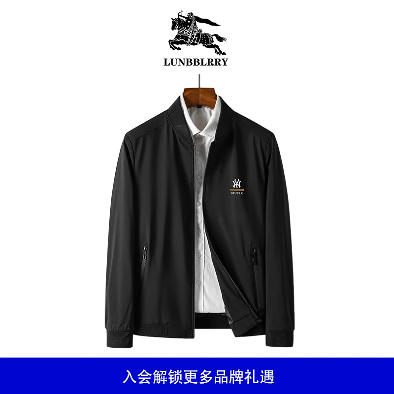 高档夹克外套男士22025新款聚酯纤维100%商务立领春秋薄休闲外套