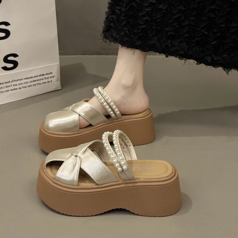 网红时尚凉拖女款夏季外穿2025新款爆款鞋子百搭休闲增高厚底拖鞋