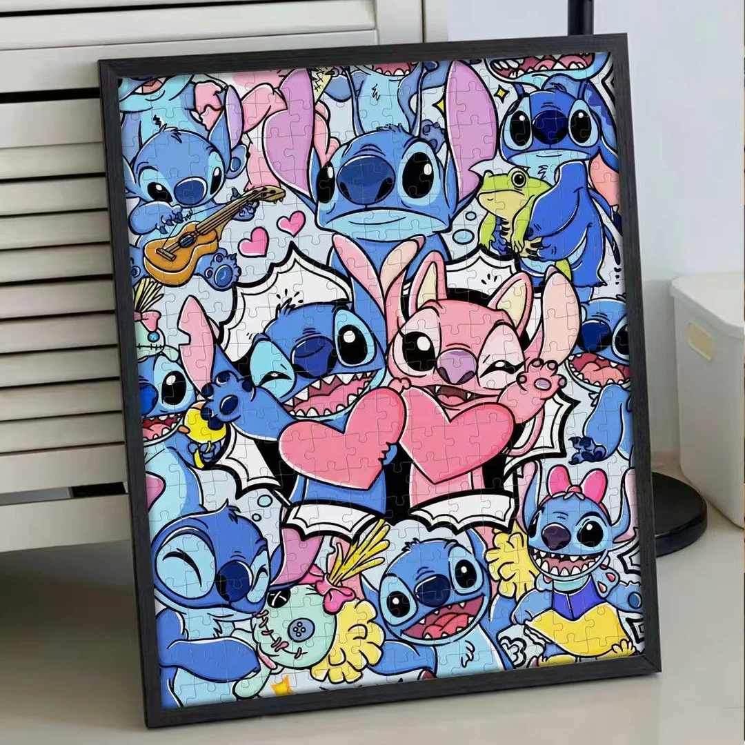 史迪仔拼图木质 星际宝贝diy手工益智情人节礼物卡通动漫拼接玩具