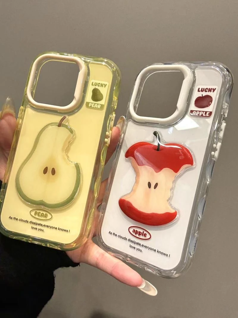 可爱ins立体水果苹果梨适用iphone16promax苹果15p手机壳新13pro