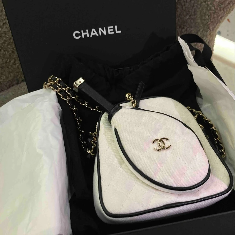 Chanel23c黑白mini网球包