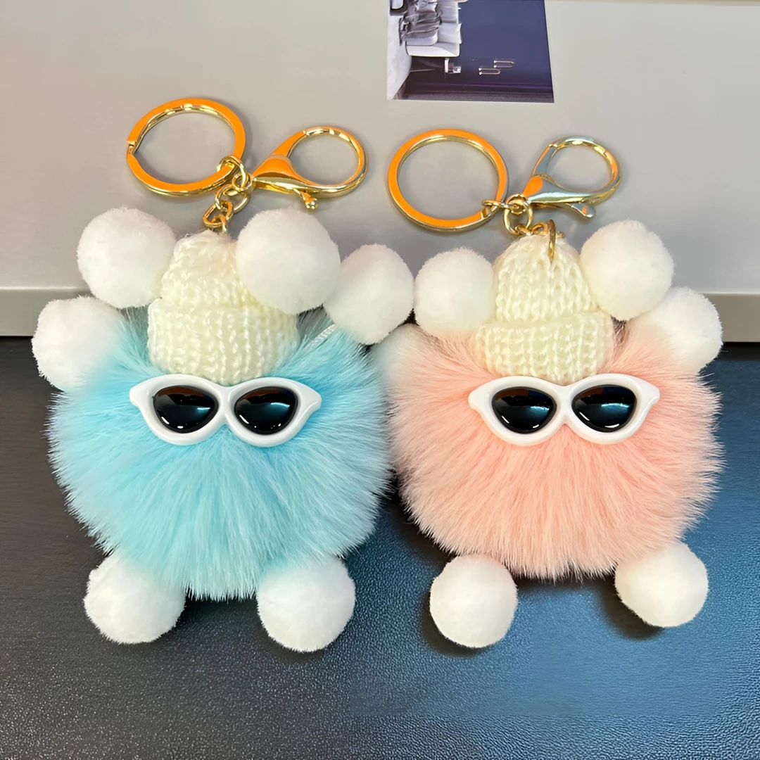 创意可爱ins毛绒钥匙扣书包公仔挂件钥匙链汽车挂饰情侣送礼小众