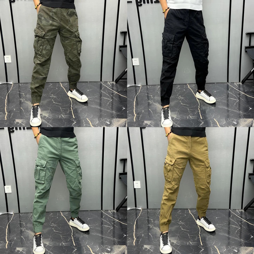 轻奢百搭工装口袋男士休闲裤小脚拉链痞帅显瘦时尚秋冬季迷彩潮流