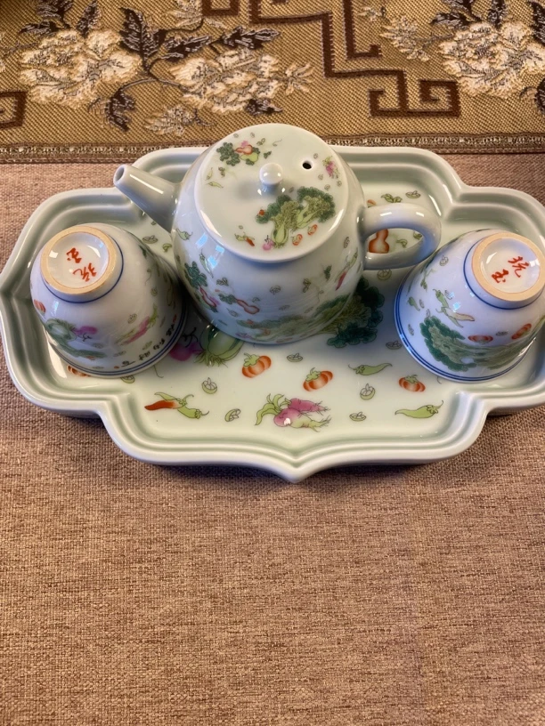 景德镇陶瓷釉上彩隐青釉茶壶套装泡茶壶功夫茶壶套装