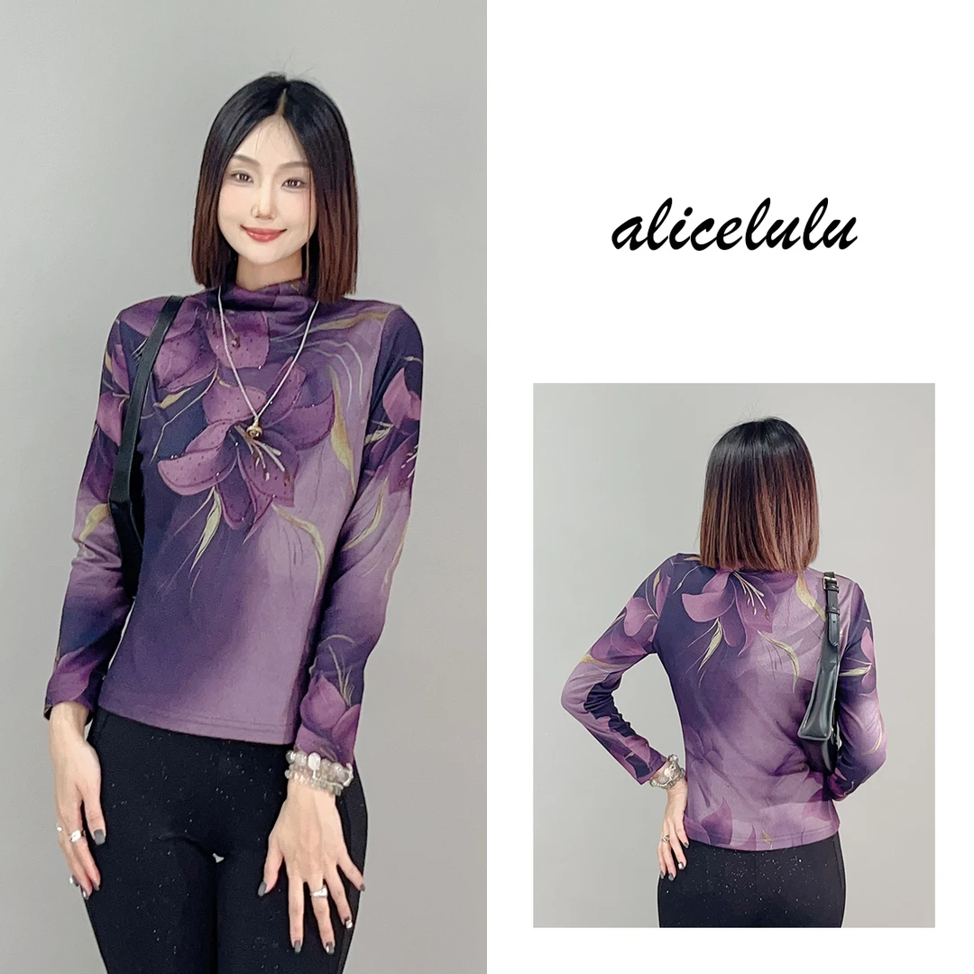 1 ALICE “百合花开”打底衫优雅烫钻 柔美时髦 S2140643U