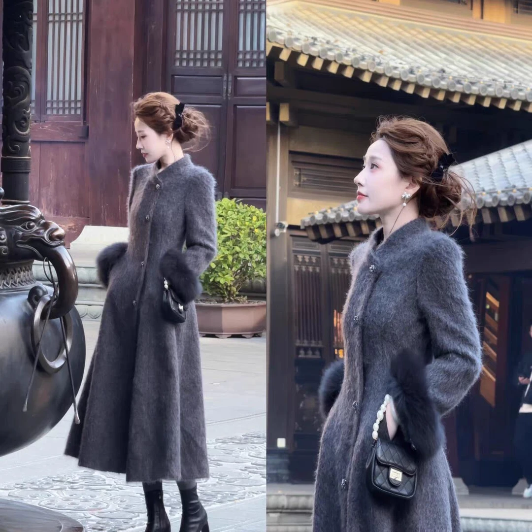 北方有佳人•千金回来 灰色拉绒收腰大衣