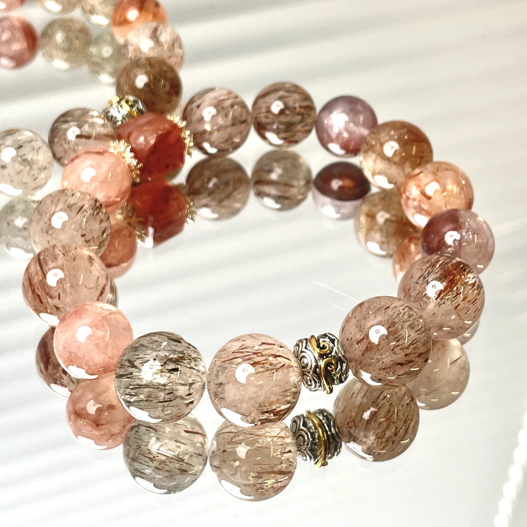 【瑞气盈门】14mm黑金超12mm红胶花手串面小仙多样性发其一