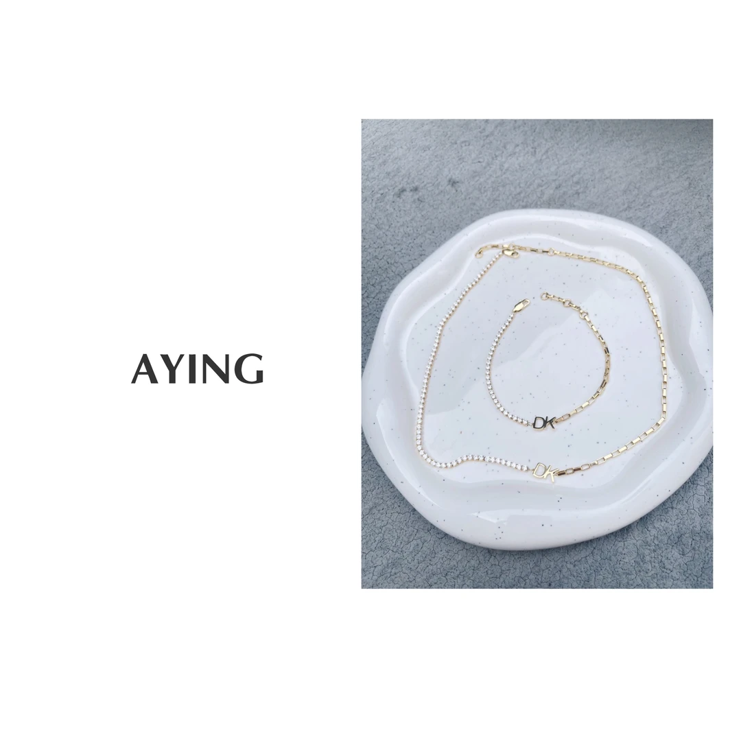 合金项链 AYING　　女士夏季　原单丹麦潮牌饰品字母款套装手链项链