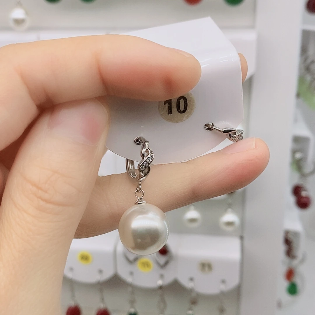 925银14毫米白貝珠