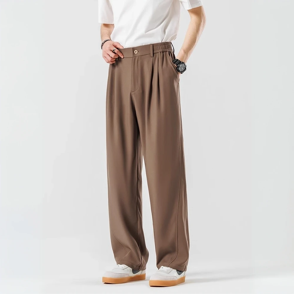 莱蒙璀夏季垂感西装休闲裤男士薄款宽松高级感直筒长裤冰丝小西裤