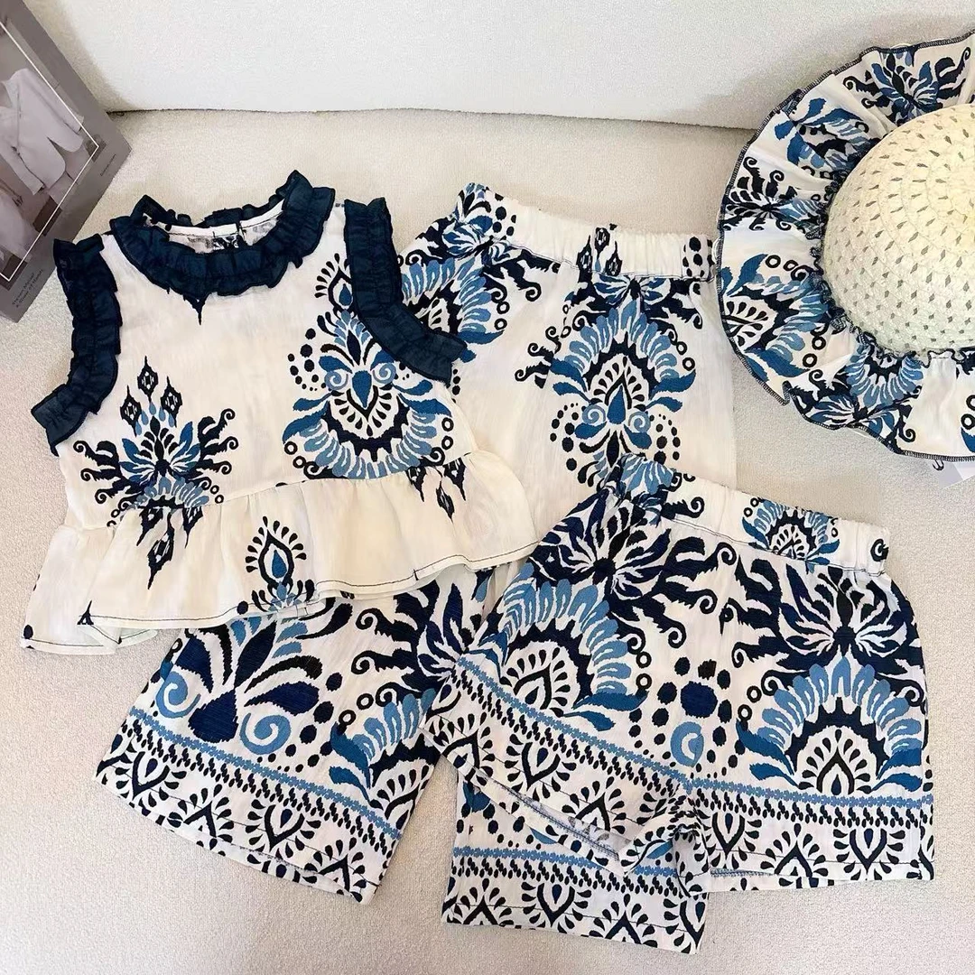 女童套装夏季2025新款儿童洋气背心上衣夏装女孩阔腿裤