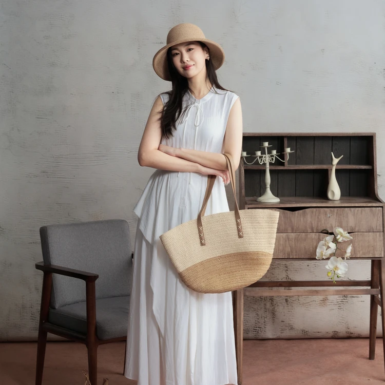 西町村屋气质荷叶边系带连衣裙女夏季新款法式无袖裙子XHAB10055