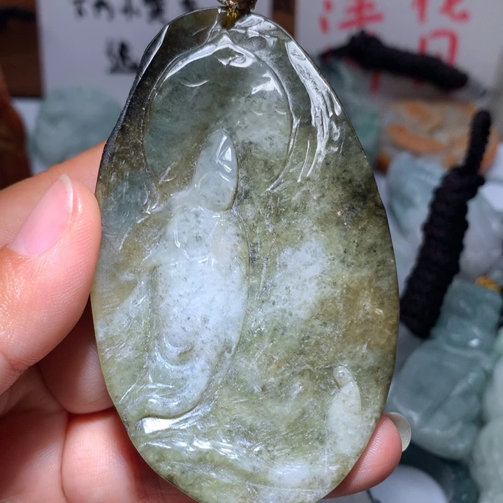 翡翠未镶嵌颈饰保真天然A货翡翠