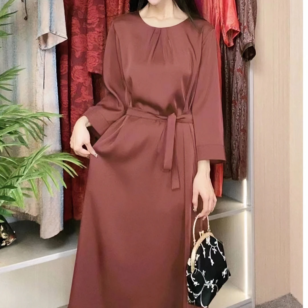 83女装连衣裙气质轻奢百搭时尚女士收腰香云纱妈妈装网红修身