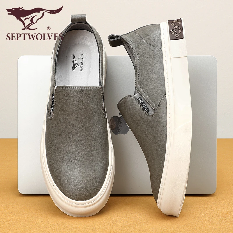 七匹狼皮鞋男款年轻人休闲风秋季一脚蹬鞋子男上班百搭款透气单鞋