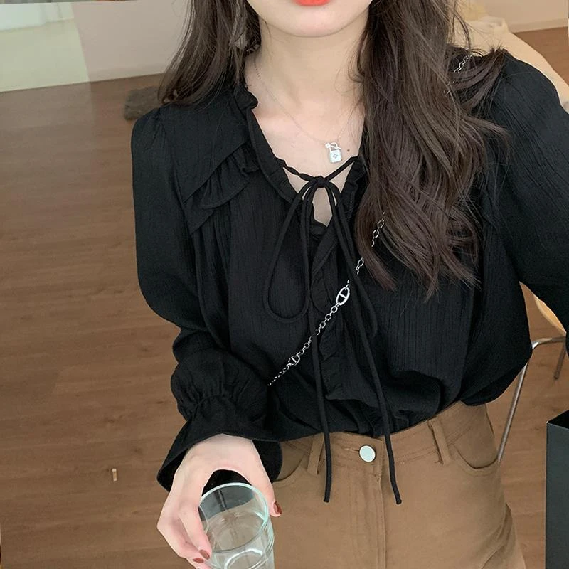 初秋气质v领长袖衬衫女夏季设计感小众上衣法式防晒衬衣外套早春