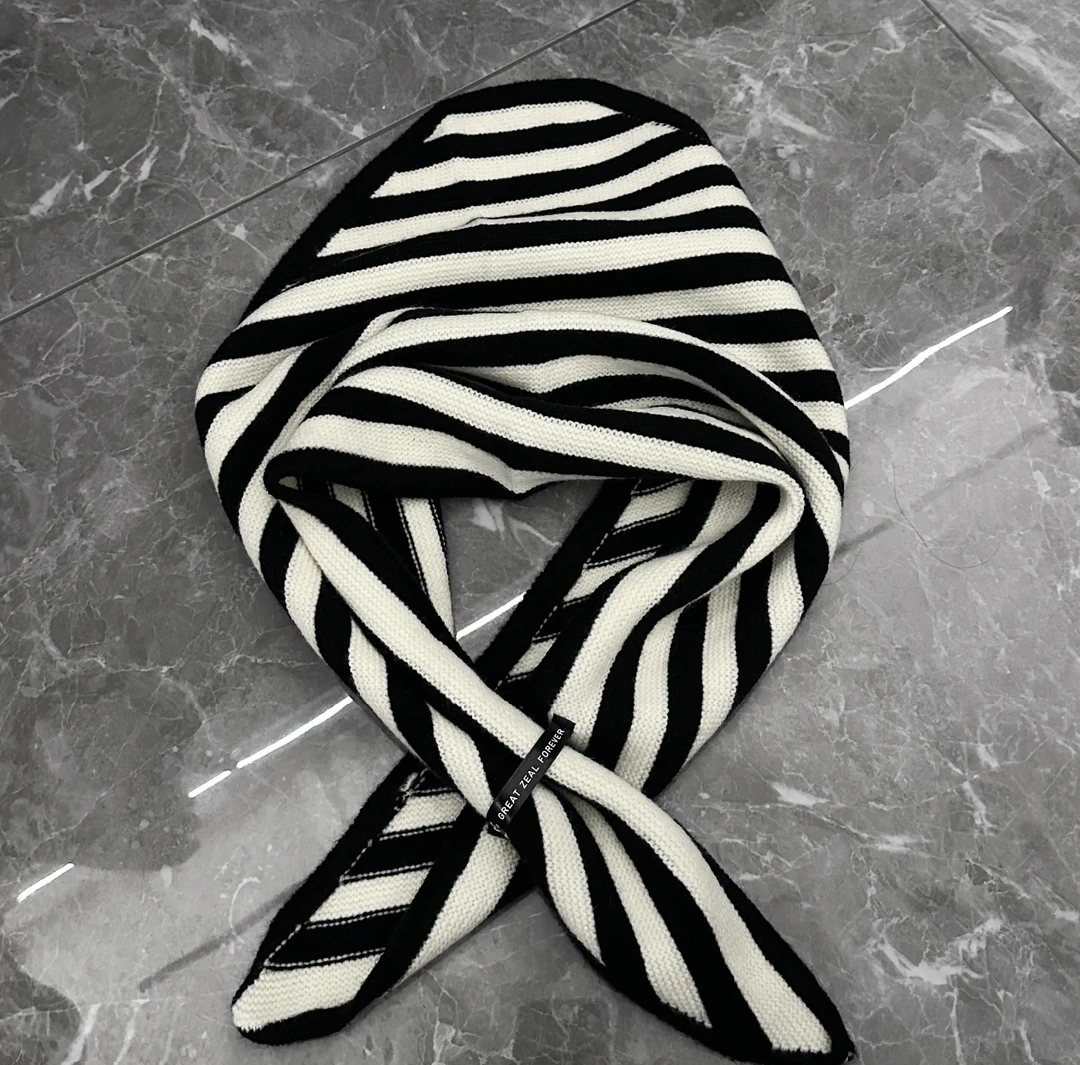 韩版简约条纹围巾女秋冬季百搭复古保暖披肩学生围脖