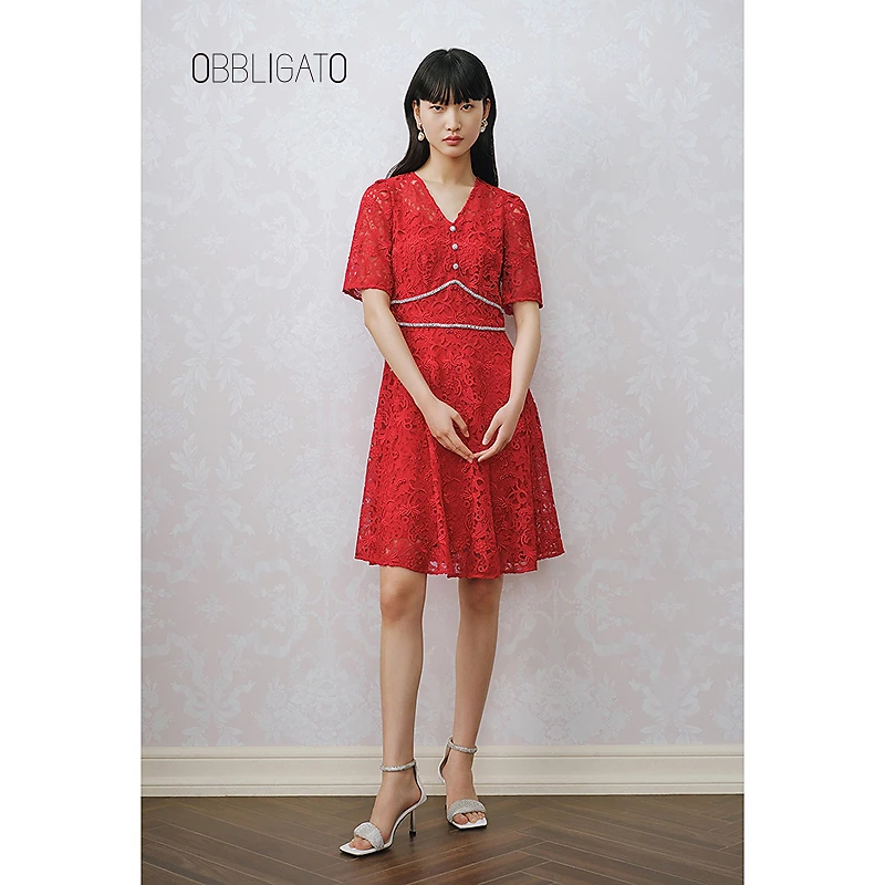 OBBLIGATO奥丽嘉朵  夏季1C63205250专选钉钻气质连衣裙