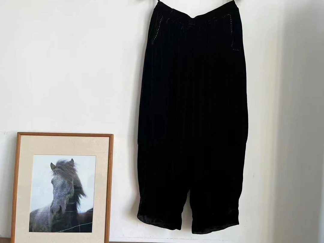 依梦分享-荼家35987（桑蚕丝+丝）单层松紧腰休闲裤 长83 围140