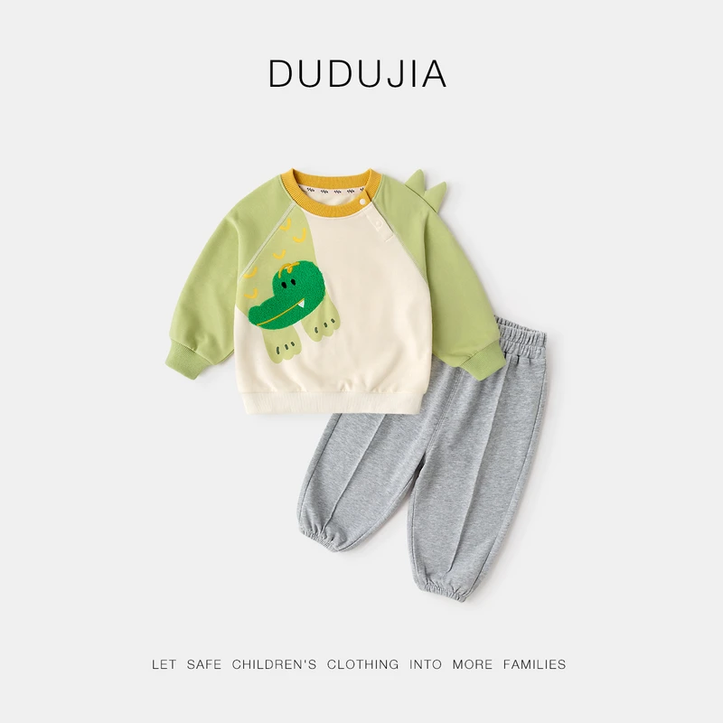 【嘟嘟家】儿童女宝卡通男宝可爱潮流长袖舒适休闲套装D5ATZ223春季