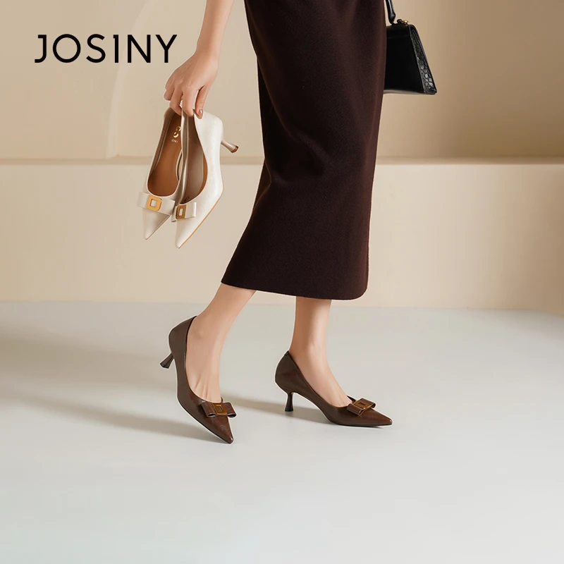 卓诗尼复古法式高跟鞋2025年春季新款温柔风一脚蹬酒杯跟尖头单鞋