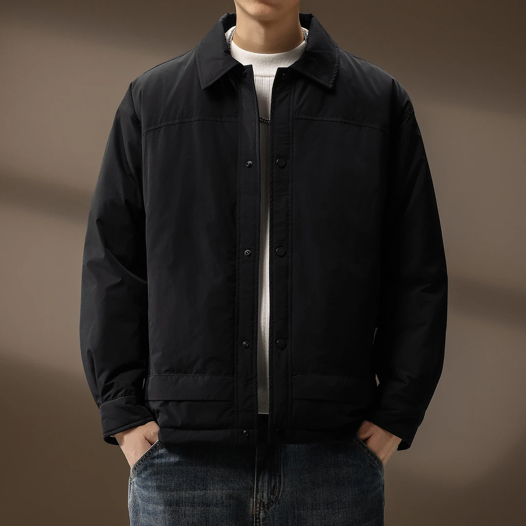 高端轻薄休闲工装羽绒服男士冬季白鸭绒百搭保暖宽松翻领夹克外套