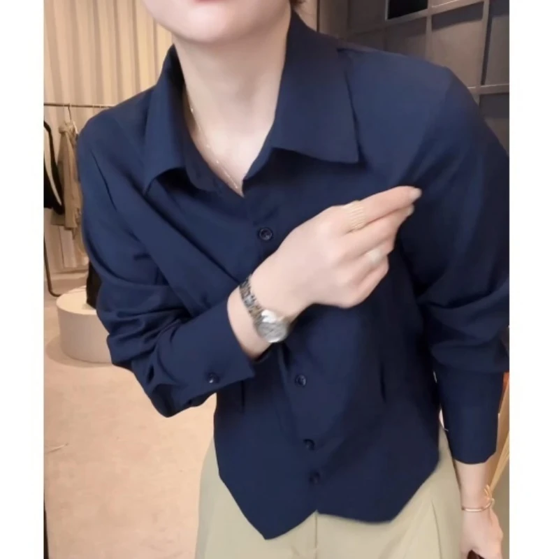 新款衬衫领设计感时尚百搭长袖显瘦上衣衬衫LK2505955