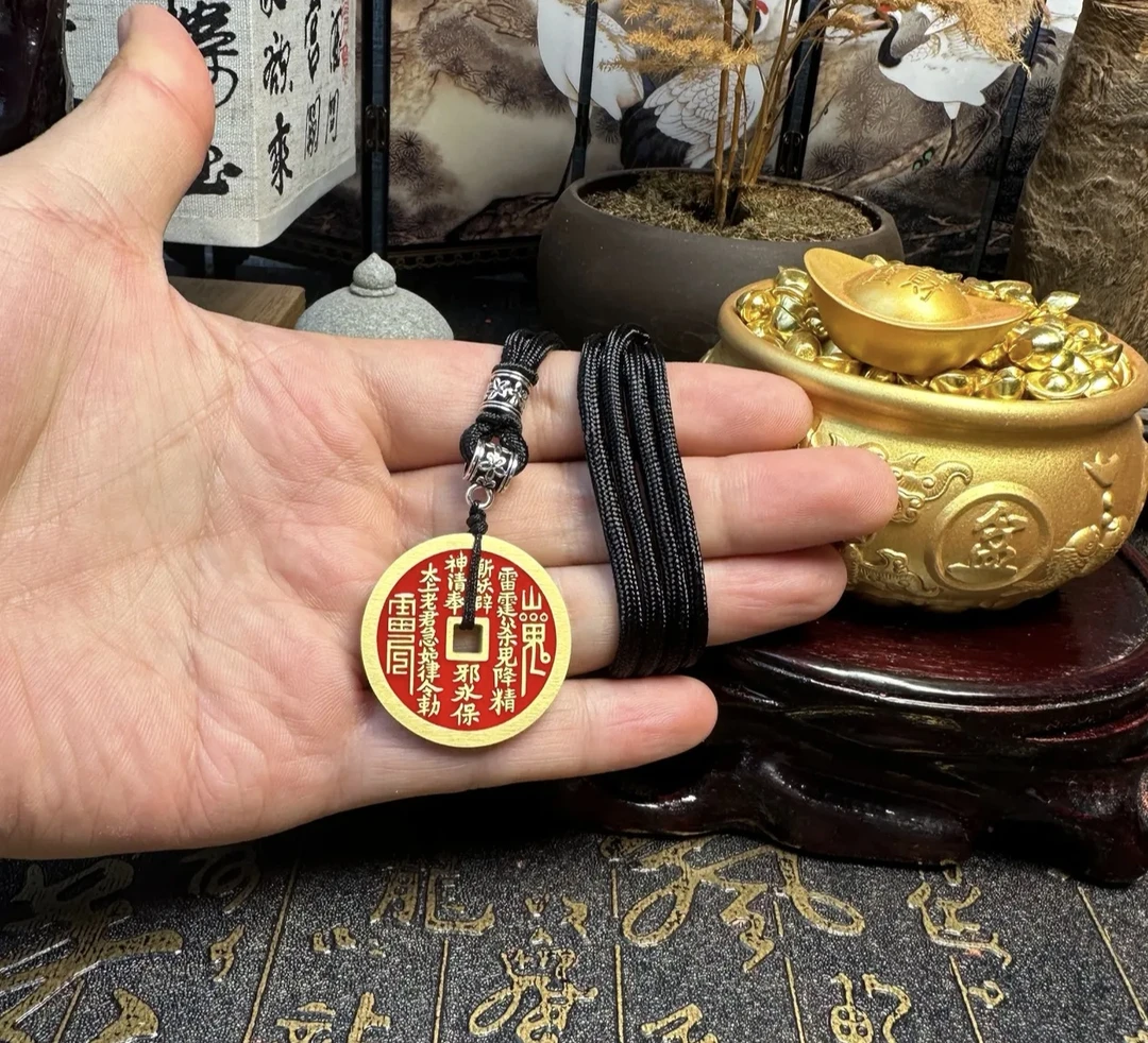 铜吊坠 手工打造正宗山贵花钱纯黄铜中式摆件及吊坠