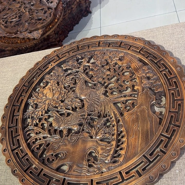 木香樟木挂件58厘米凤凰牡丹