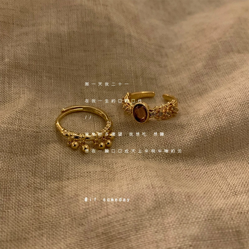 合金亚克力戒指 百搭设计感时尚个性复古可调节戒指10024