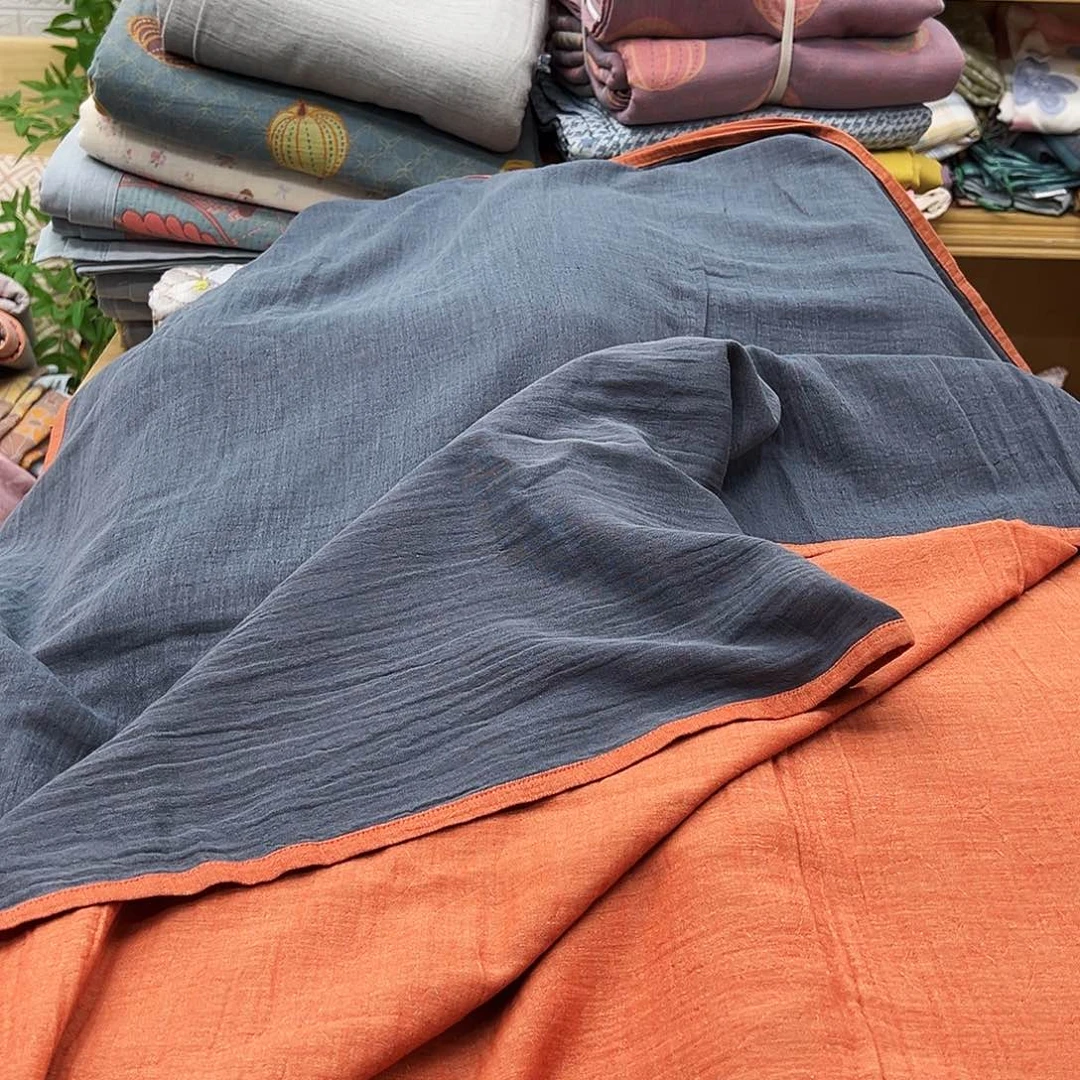 棉双层纱纯色橘红200×230床单