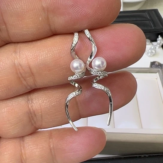 淡水珍珠耳饰银S925镶嵌