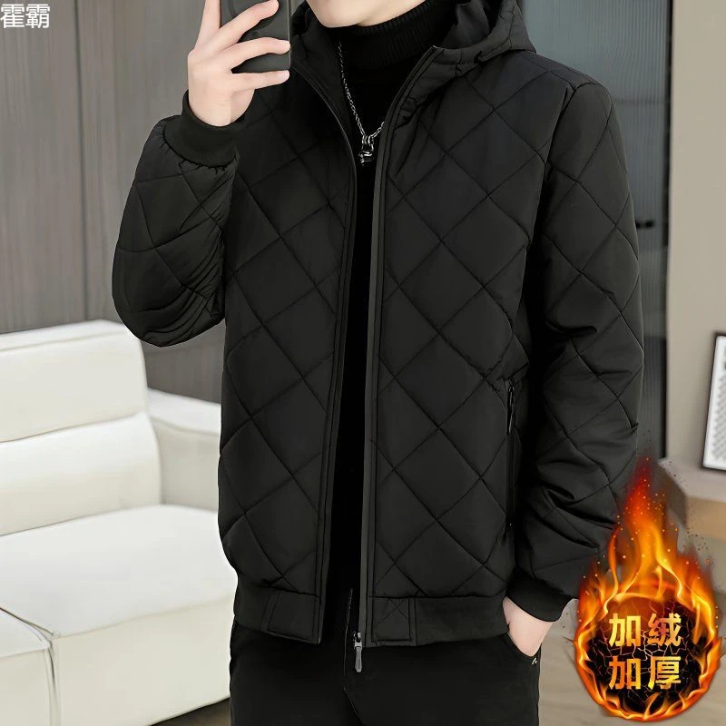 潮牌轻奢高端男士秋冬新款加绒加厚保暖棉服休闲百搭短款上衣男