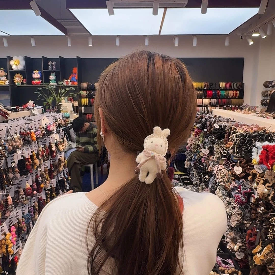 布艺非金属小兔子面膜发绳