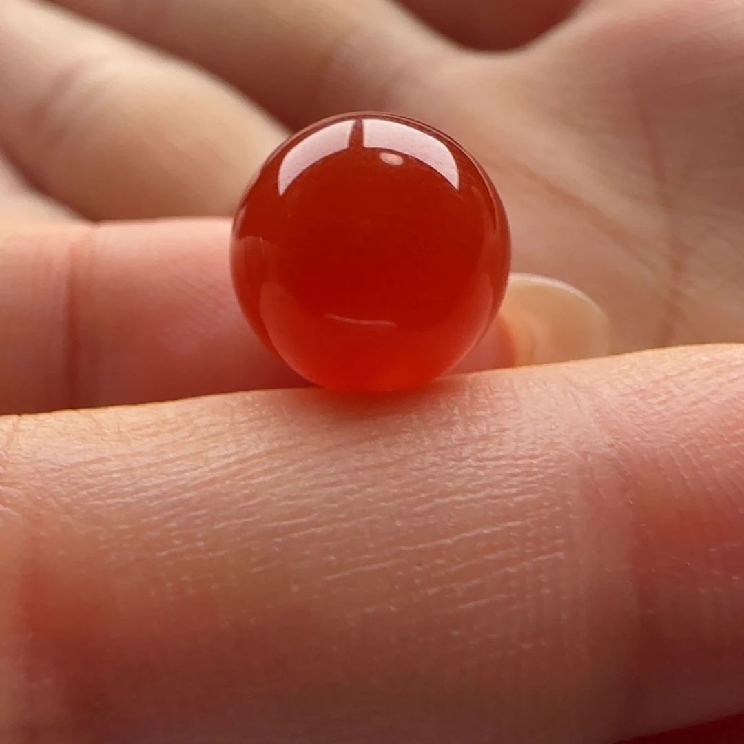 南红玛瑙未镶嵌圆珠10.7，柿子红