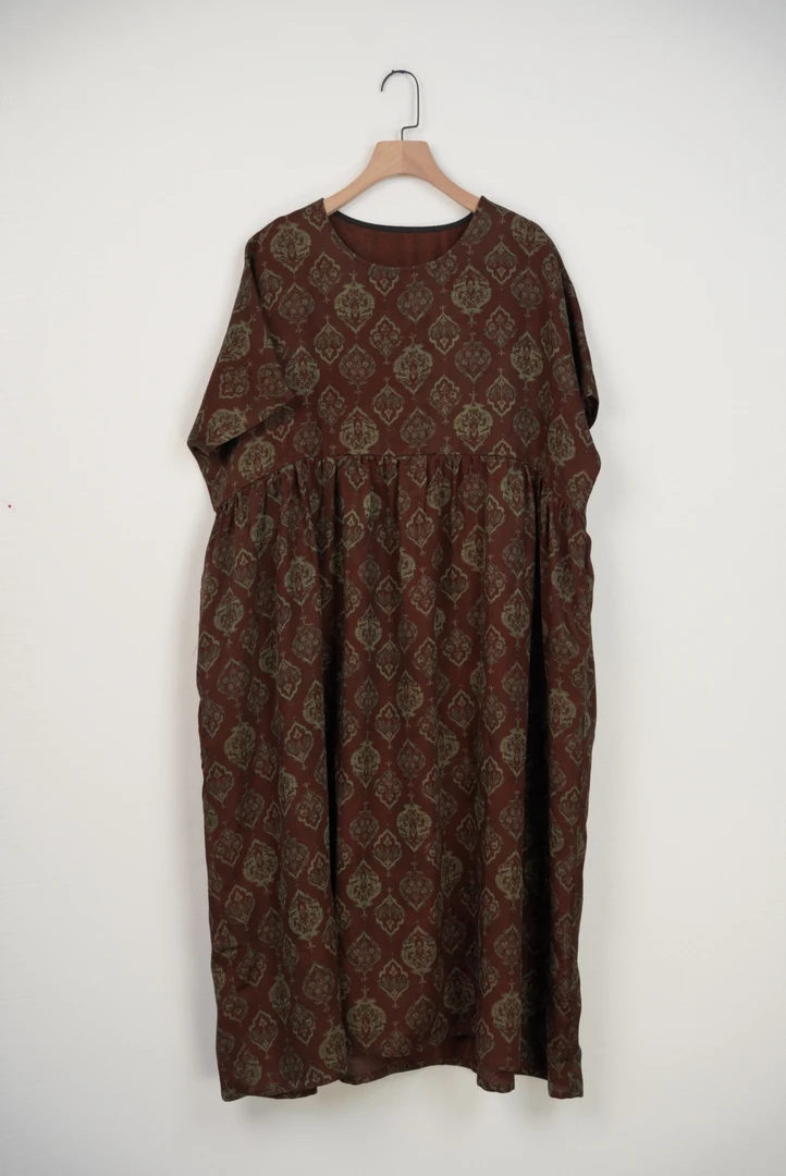 浔象丝绸短袖宽版娃娃裙加长款裙长120