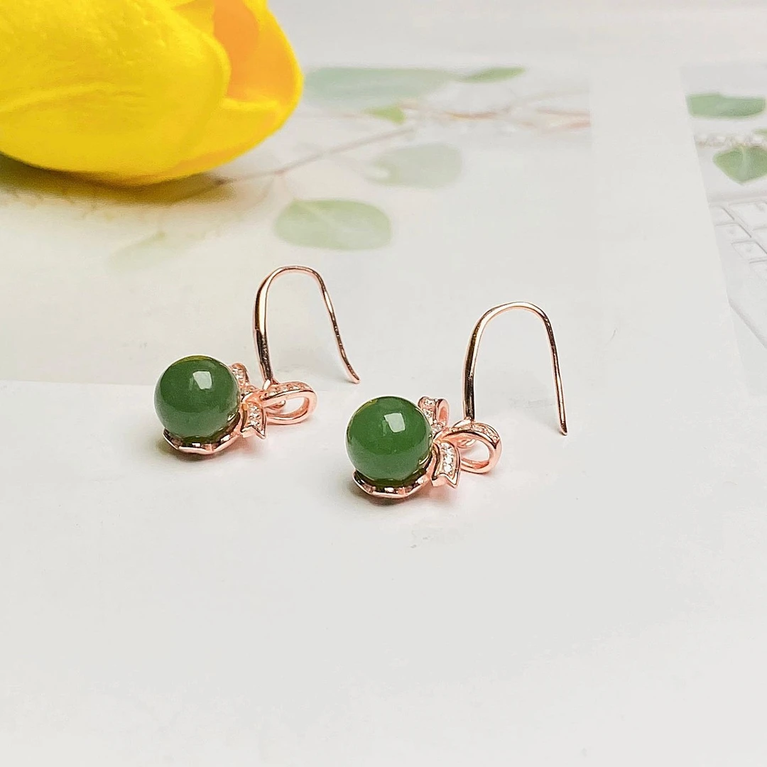 HW【麦子家族618大促】天然和田玉耳饰S925银百搭耳坠F0281