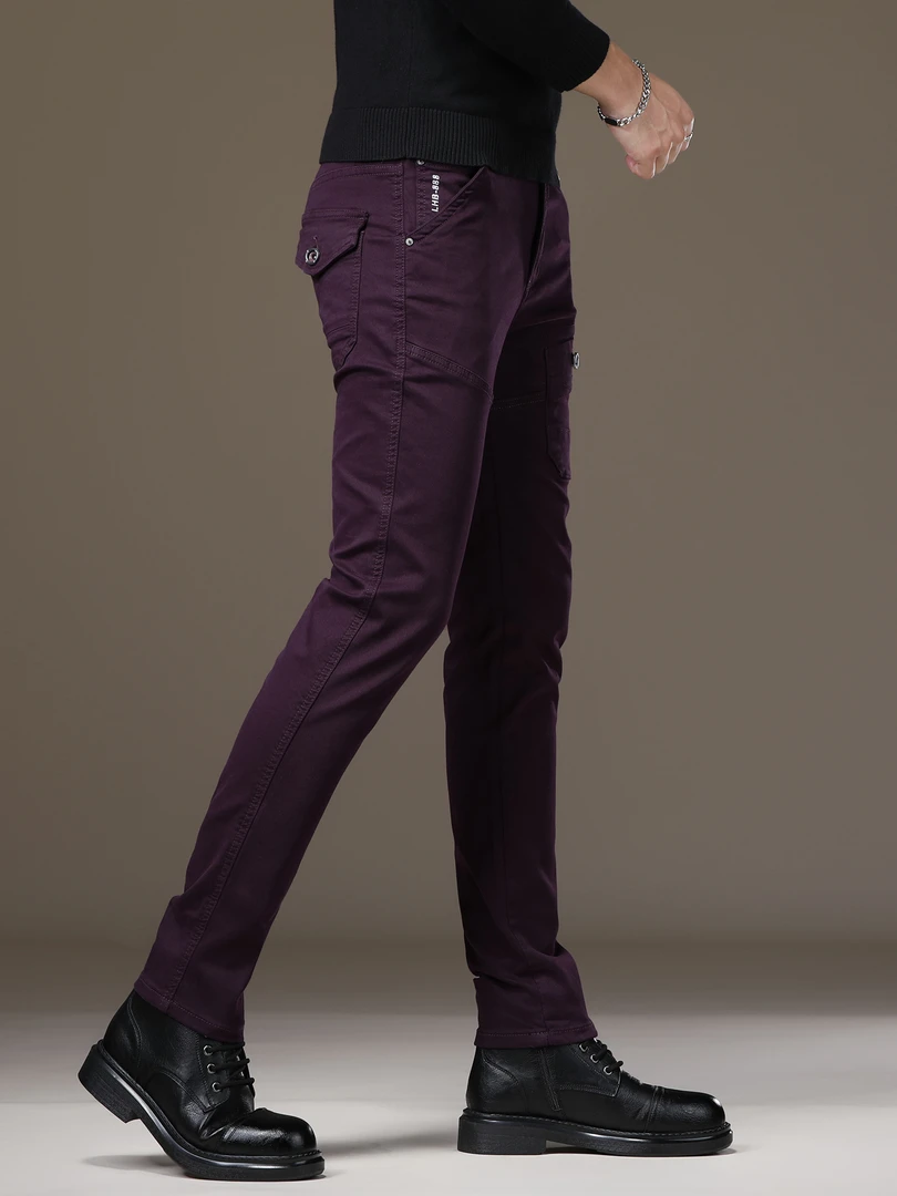 2025潮流高端时尚小脚修身牛仔裤男士秋冬厚款弹力百搭休闲长裤子