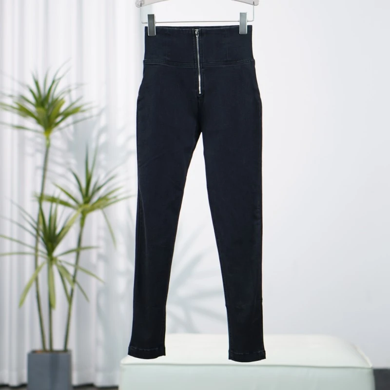 尚系列  E465-2  女装设计师高腰显瘦牛仔长裤黑色FW11R97