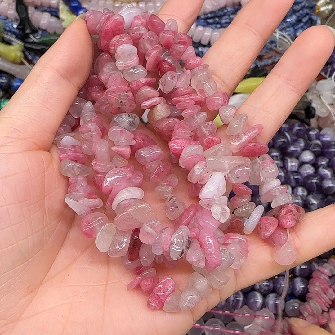 玛瑙/玉髓合金珠宝半成品樱花雨6-8mm一条加长
