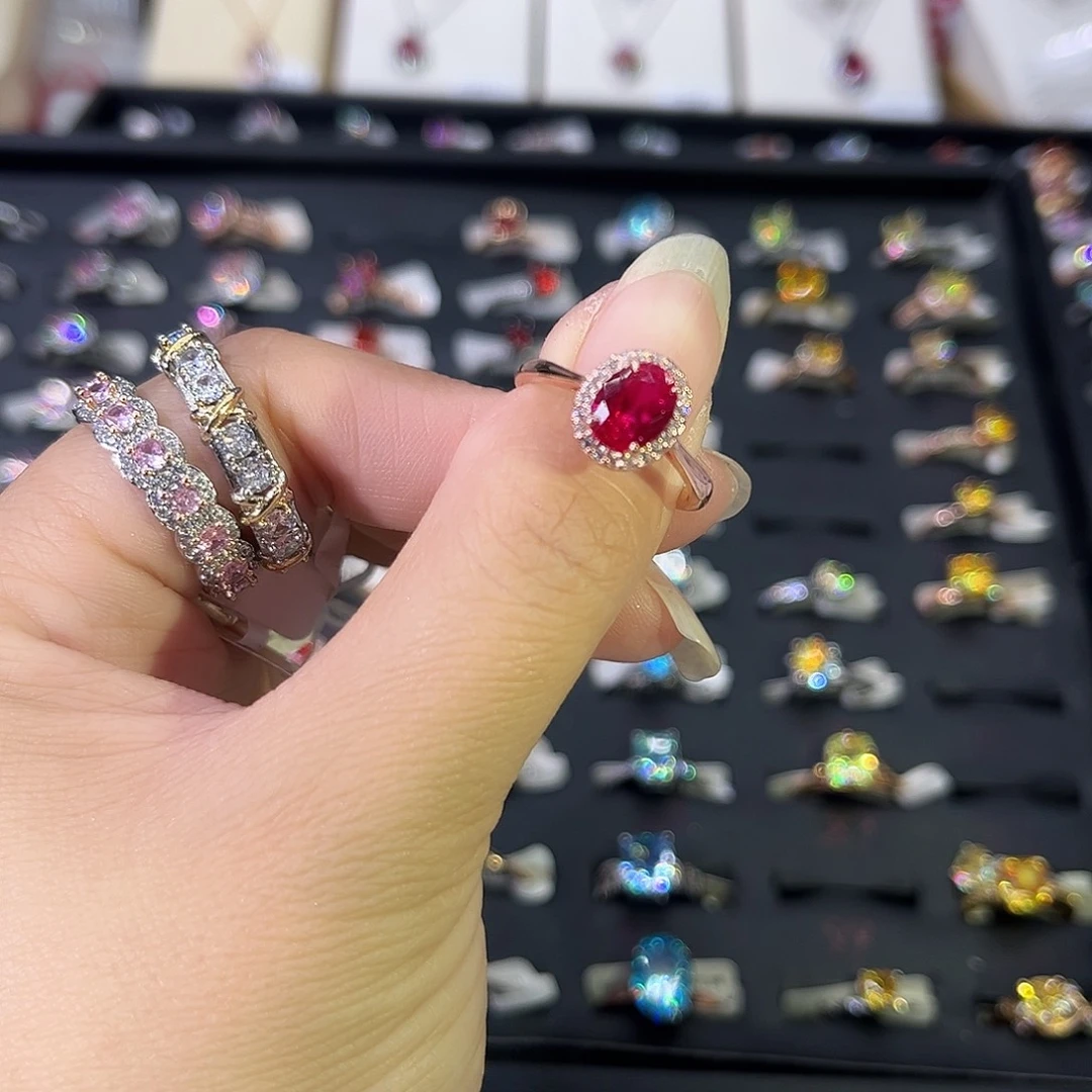 莫桑石非金属SH椭圆包红鸽子蛋两卡-13