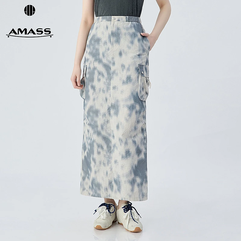【二折商品，不退不换】阿玛施AMASS水墨印花工装长裙半身裙520007