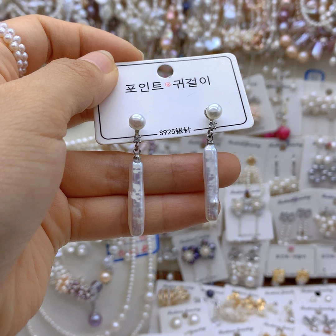 合金淡水珍珠耳饰