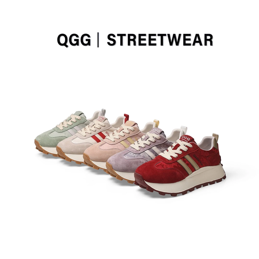 QGG2026年夏新款增高5.5cm百搭舒适真皮网面休闲德训阿甘鞋Q1821