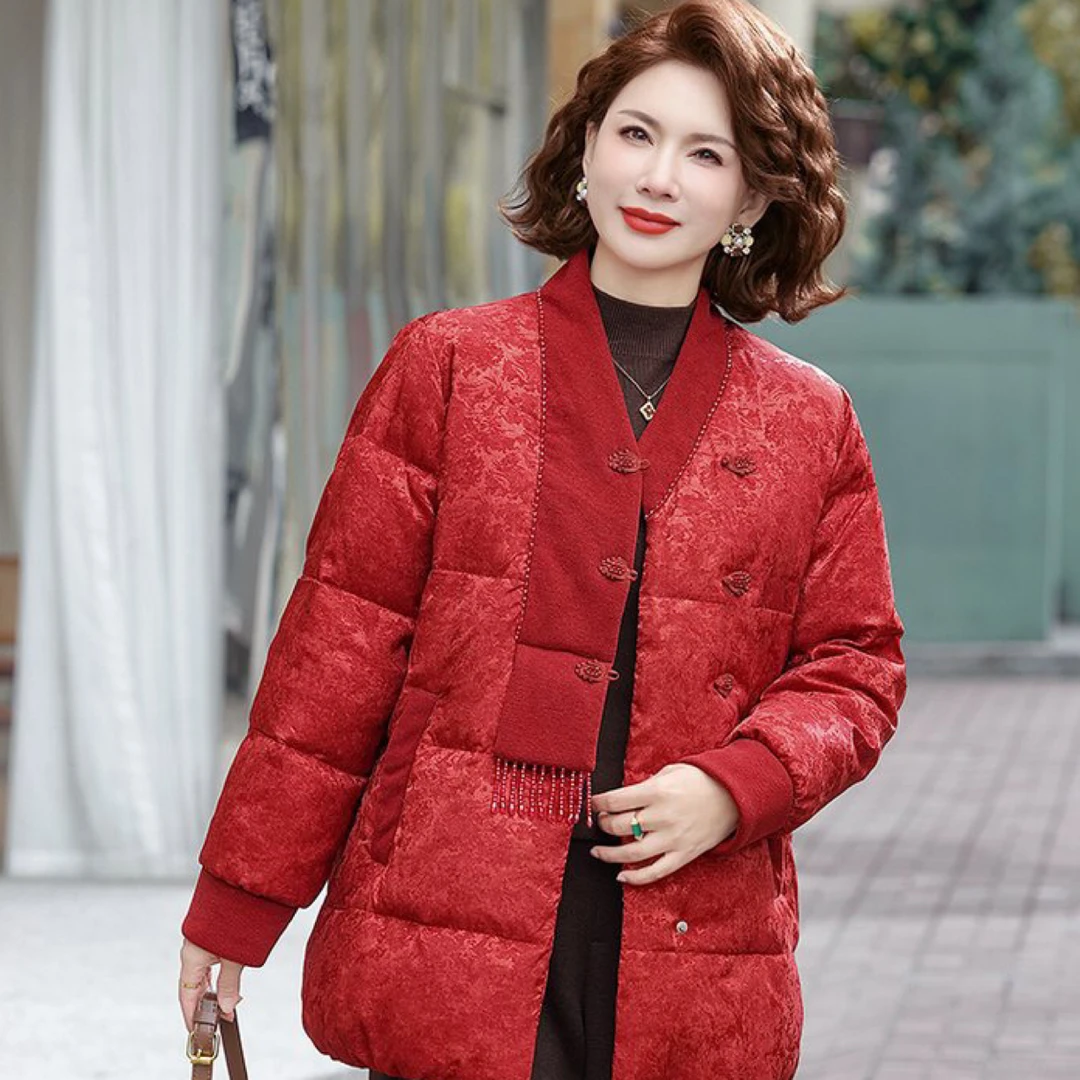 中老年妈妈新中式冬季国风加厚保暖加绒棉衣外套女款