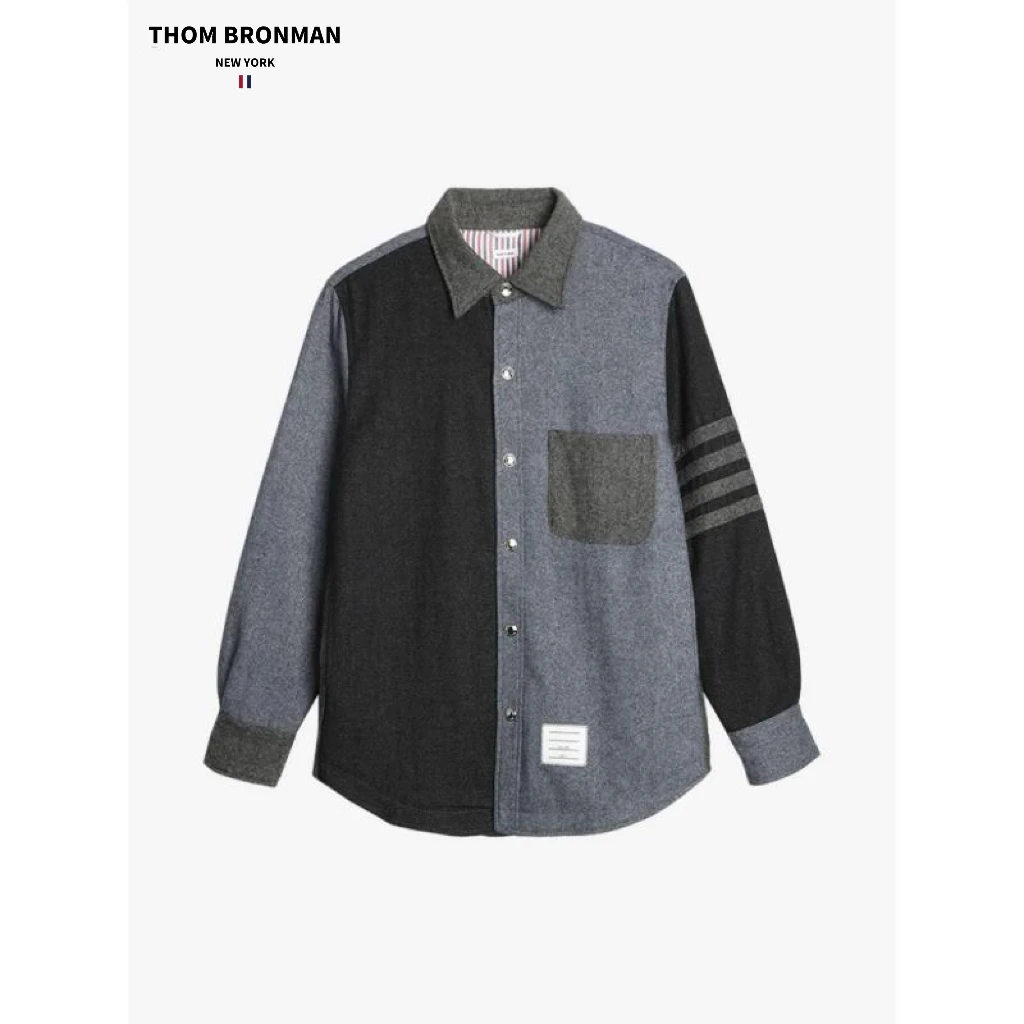 TB【官方正品】汤姆布郎THOMBRONMAN牛仔衬衣长袖休闲夹克外套条纹