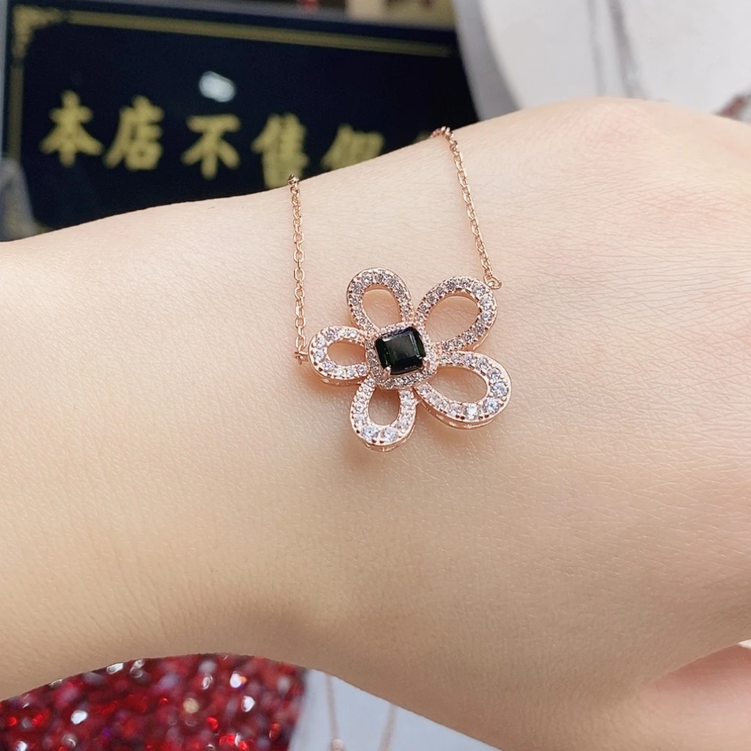 碧玺颈饰银S925镶嵌吊坠